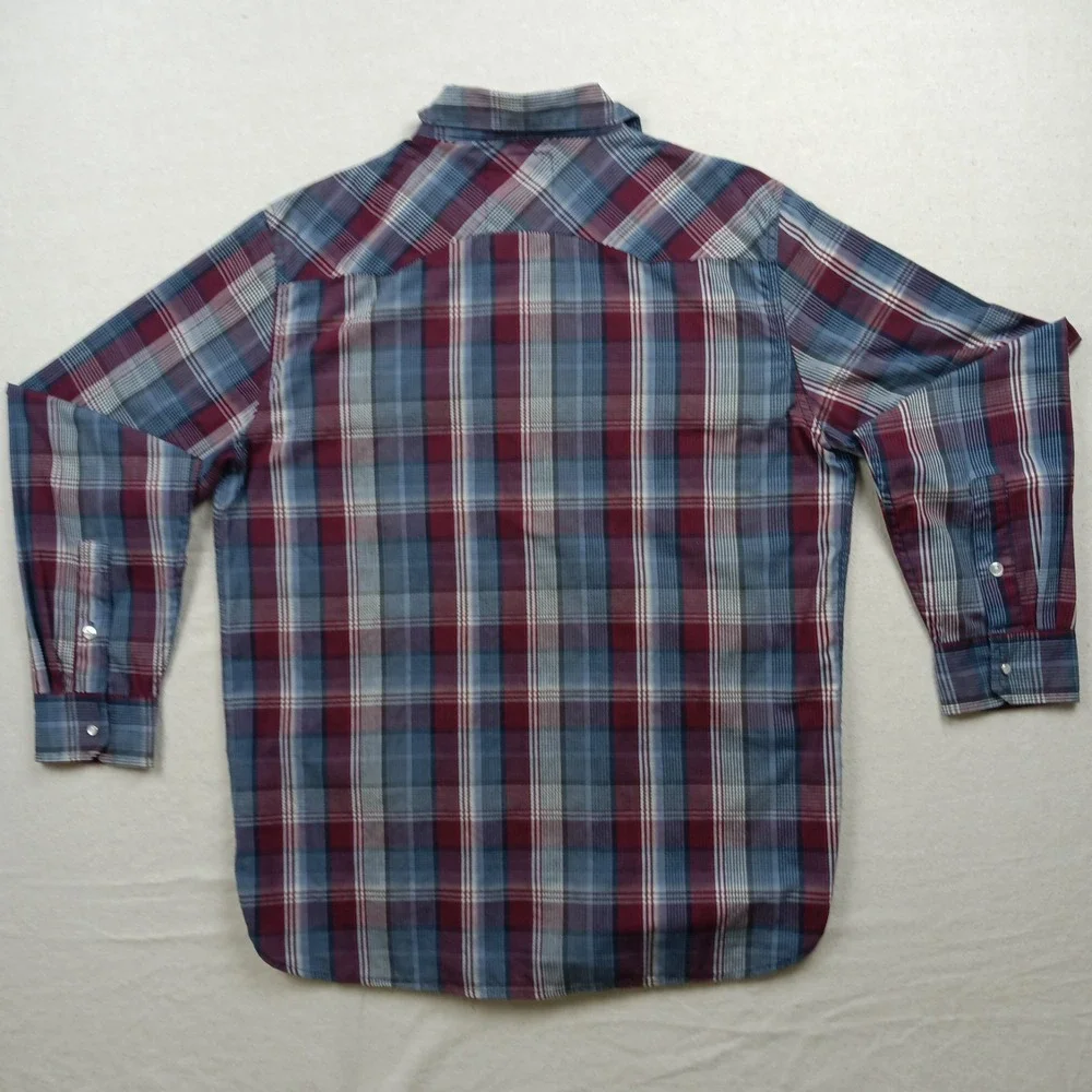 Levi's‎ Men's Pearl Snap Long Sleeve Western Plaid Shirt – Large